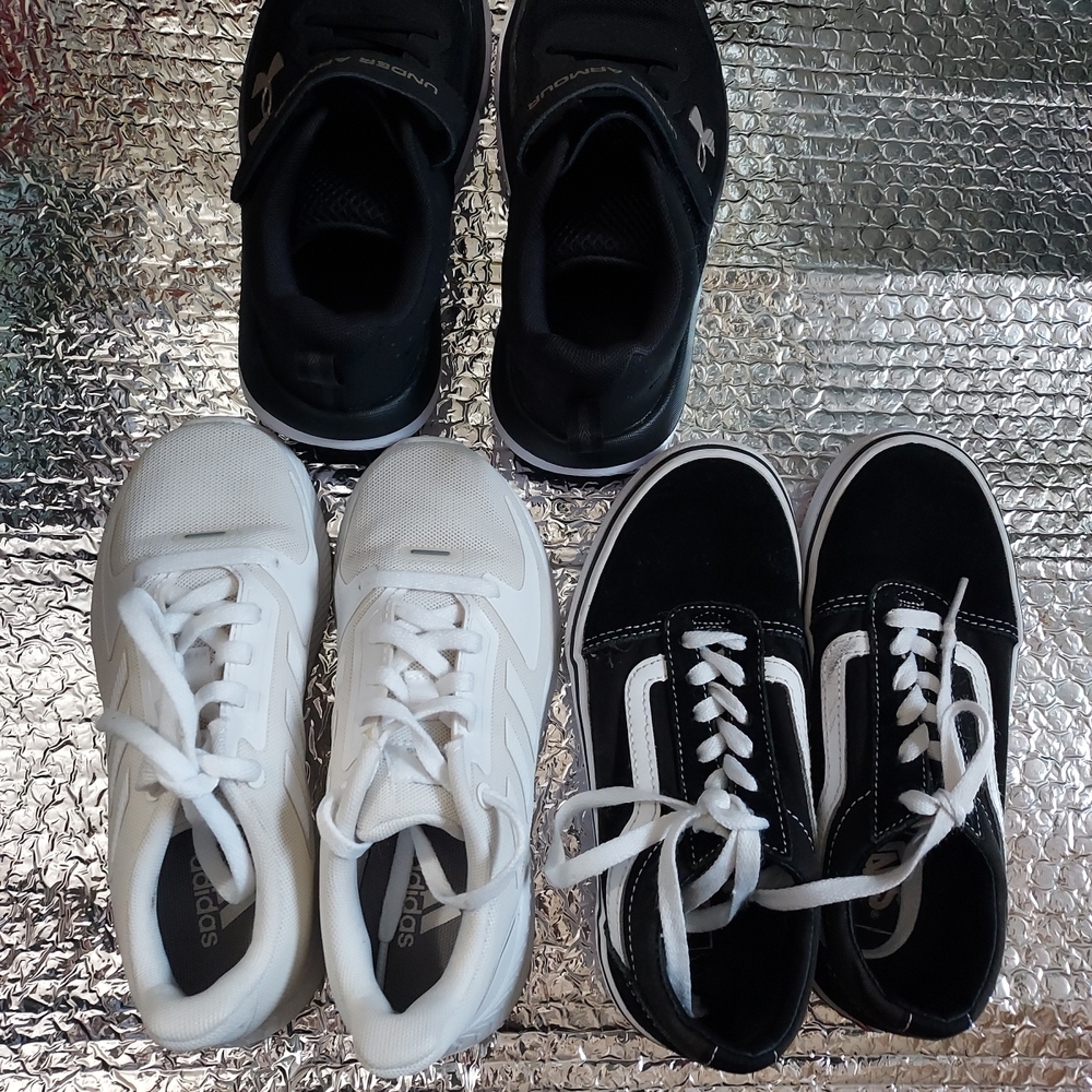 Bundle Of 3 Kids Youth Black and White Sneakers